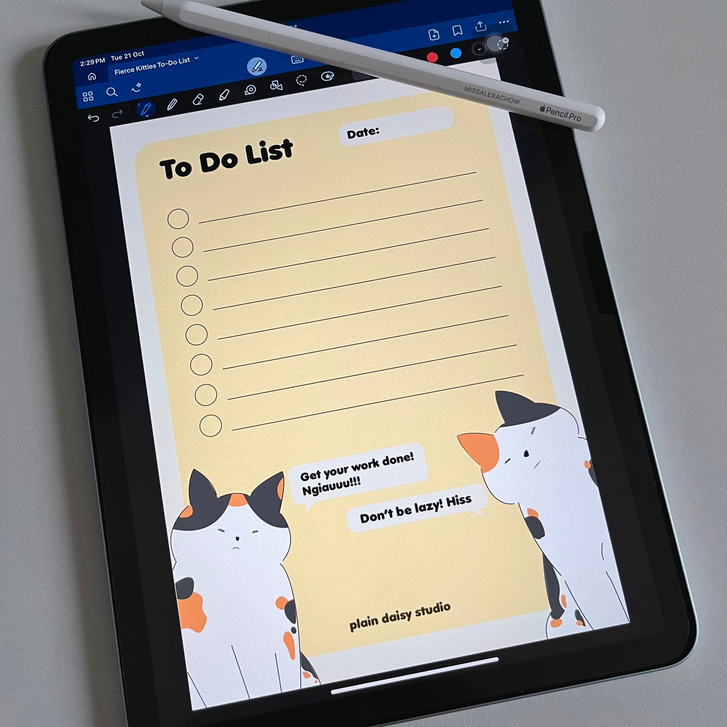 fierce kitties daily to-do list | printable & digital template planner