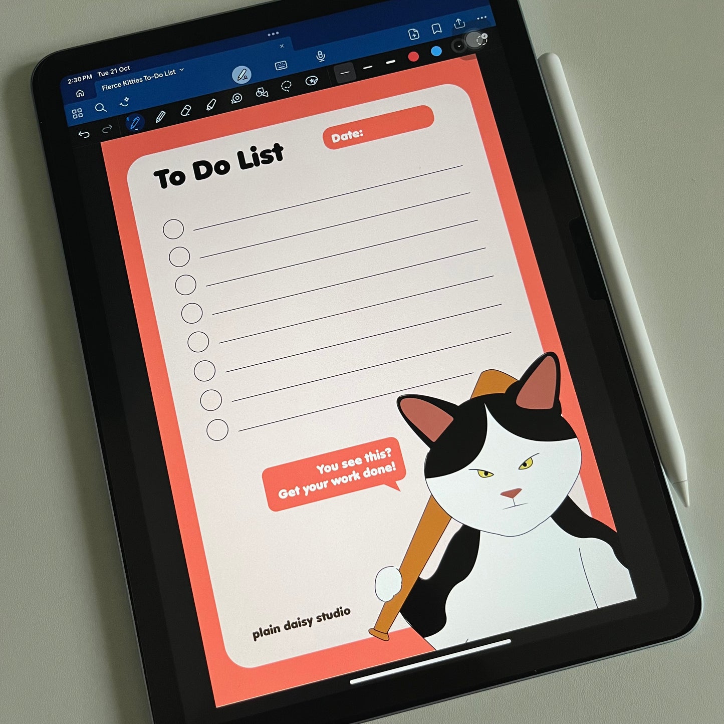 fierce kitties daily to-do list | printable & digital template planner