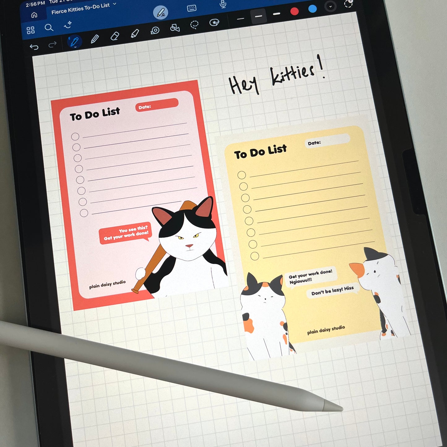 fierce kitties daily to-do list | printable & digital template planner