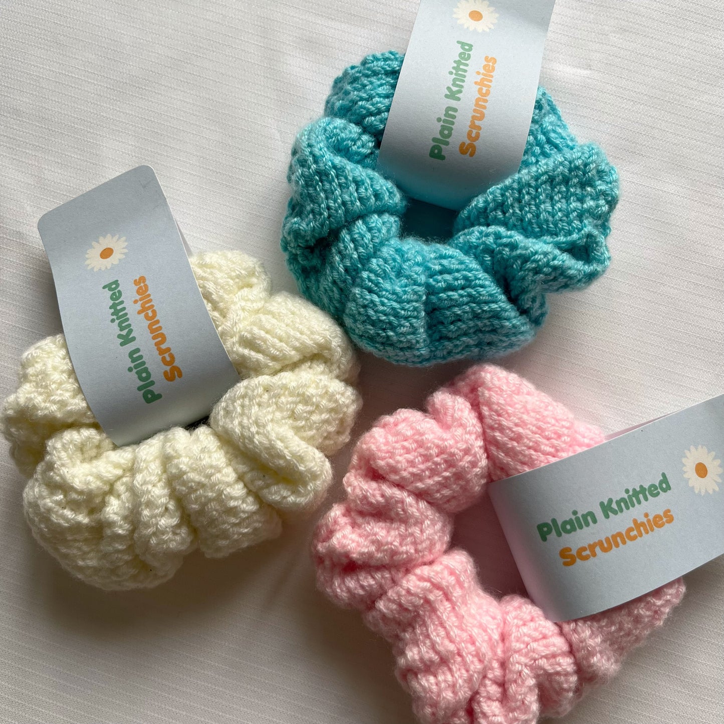 plain knitted scrunchies