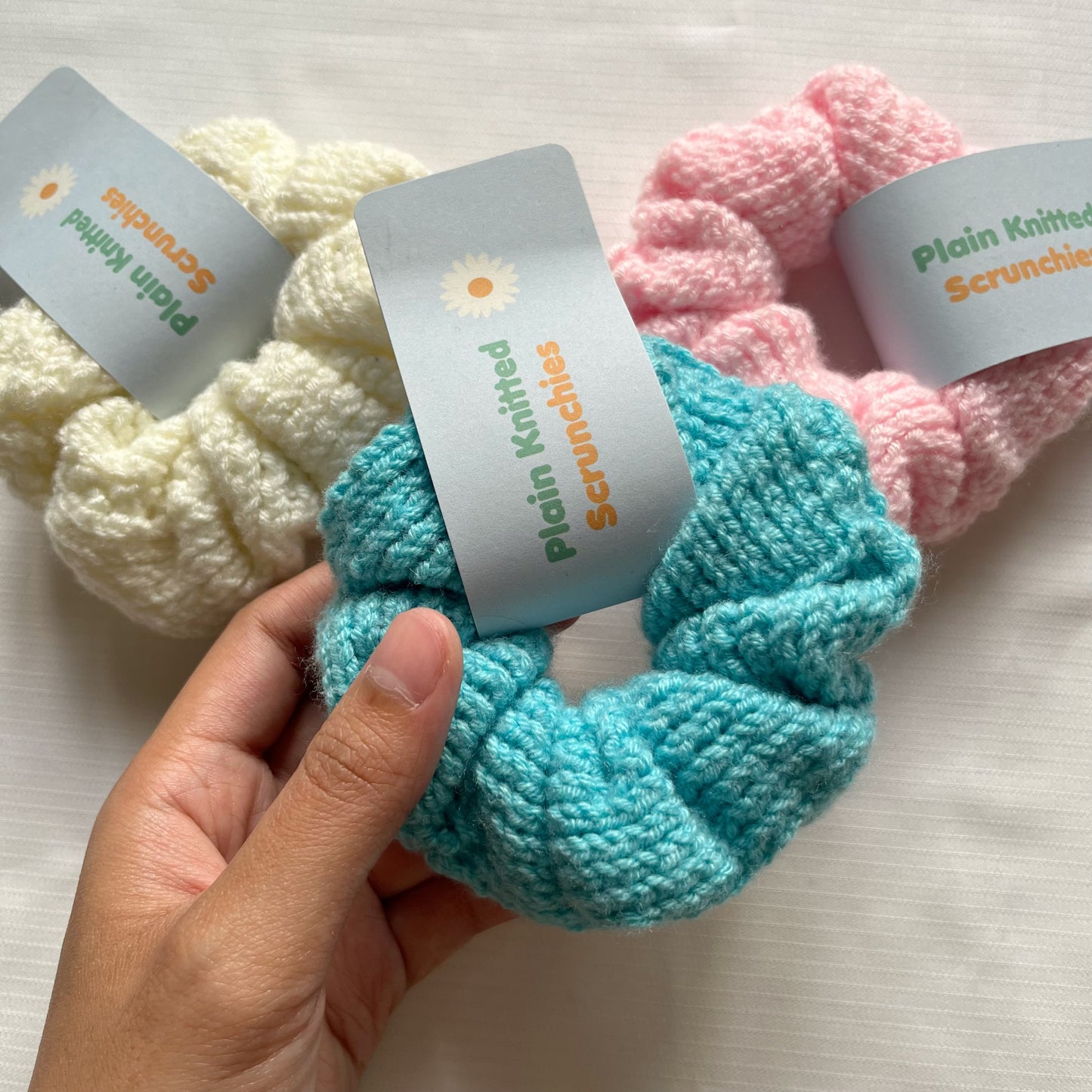 plain knitted scrunchies